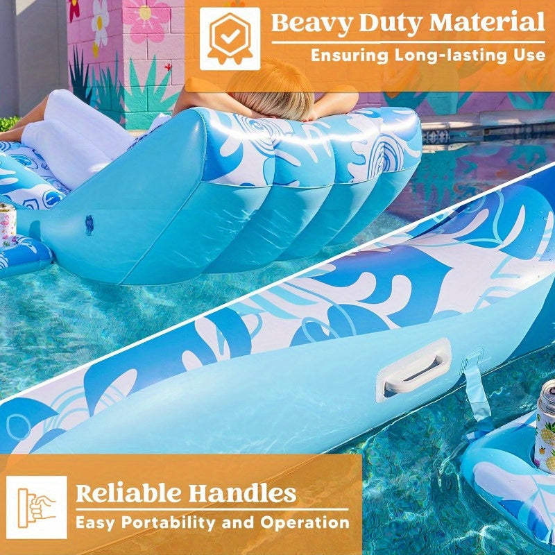 JOYFY Inflatable Pool Floats Adult-Extreme Comfort Pool Lounge Chair With Detachable Cup Holder, Heavy Duty Lounger Floating Chair Floaties Raft Water Floaty Blow Up Recliner Lake Tanning Float, Suitable For Summer Water Part
