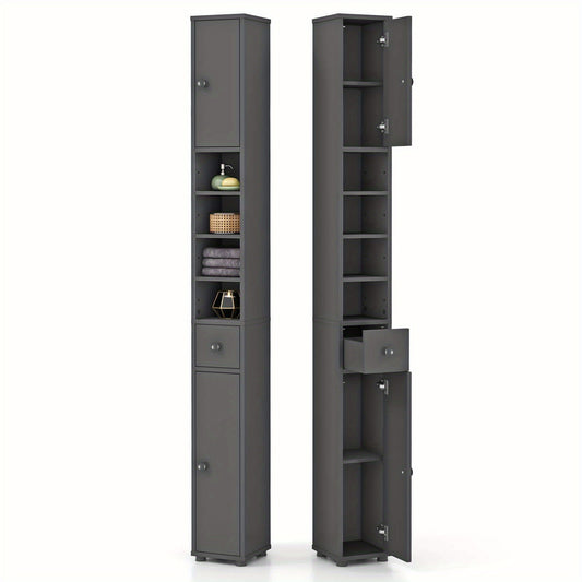 Costway Slim Bathroom Tall Cabinet Storage Organizer 2 Doors 1 Drawer 71 Inches