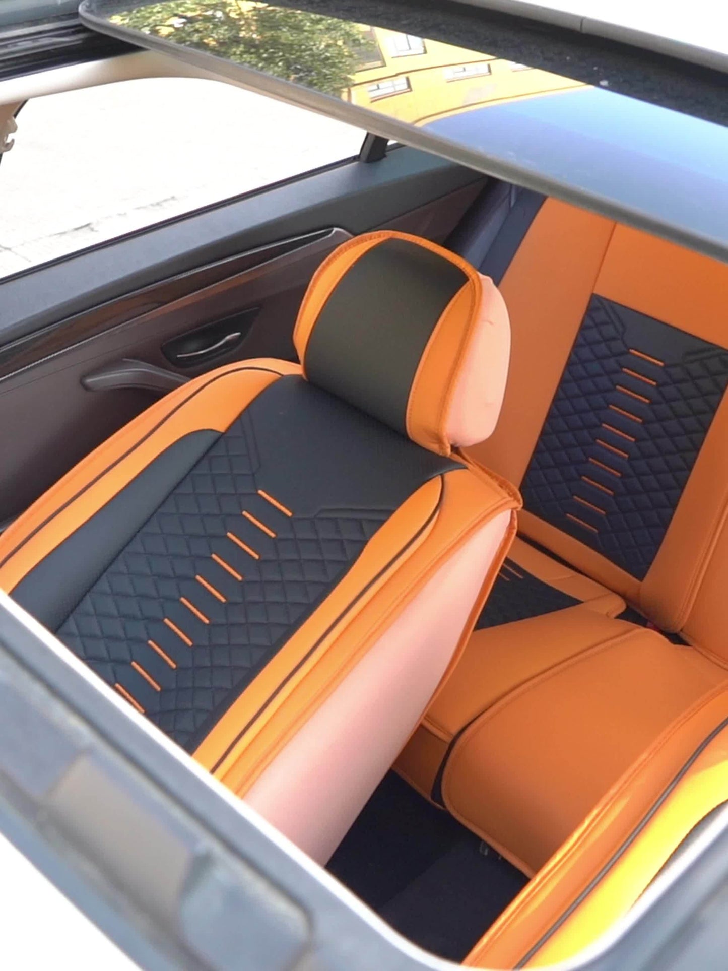 5 Seat Nappa Leather Breathable Perforated Air Hole Universal Car Seat Covers Full Set Full Surrounded Front Back Side Cushion Protector Fit for Most Cars SUV Truck Sedan