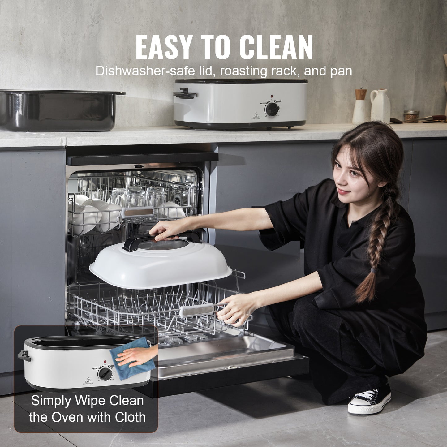 VEVOR Electric Roaster Oven 22 Qt Self Basting Lid 1450W