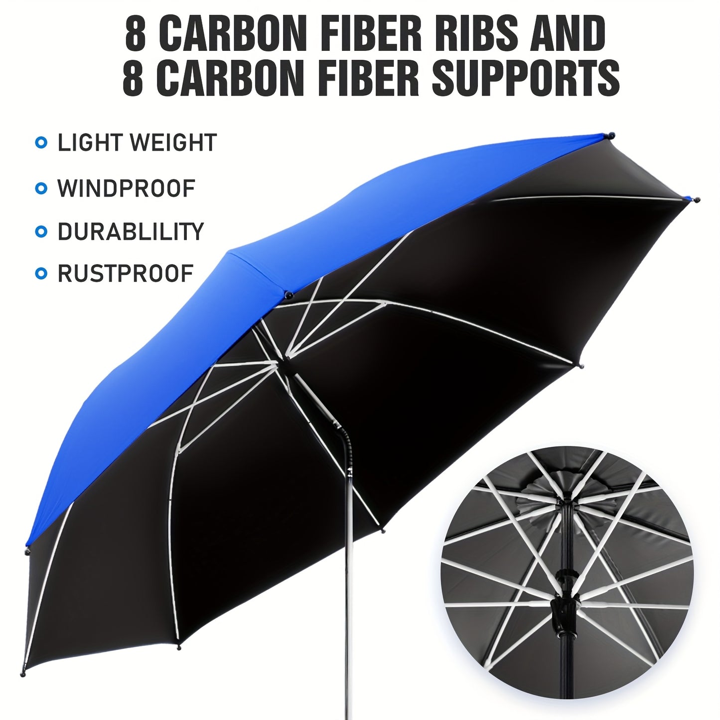 2 Pack Chair Beach Umbrella with 360° Clamp, UPF50+ Sun Protection, Carbon Fiber Pole & Lightweight Polyester Canopy, Mixed Colors for Beach, Camping, Patio, Outdoor Travel, Camping Essentials, Classic Umbrella Design, Durab