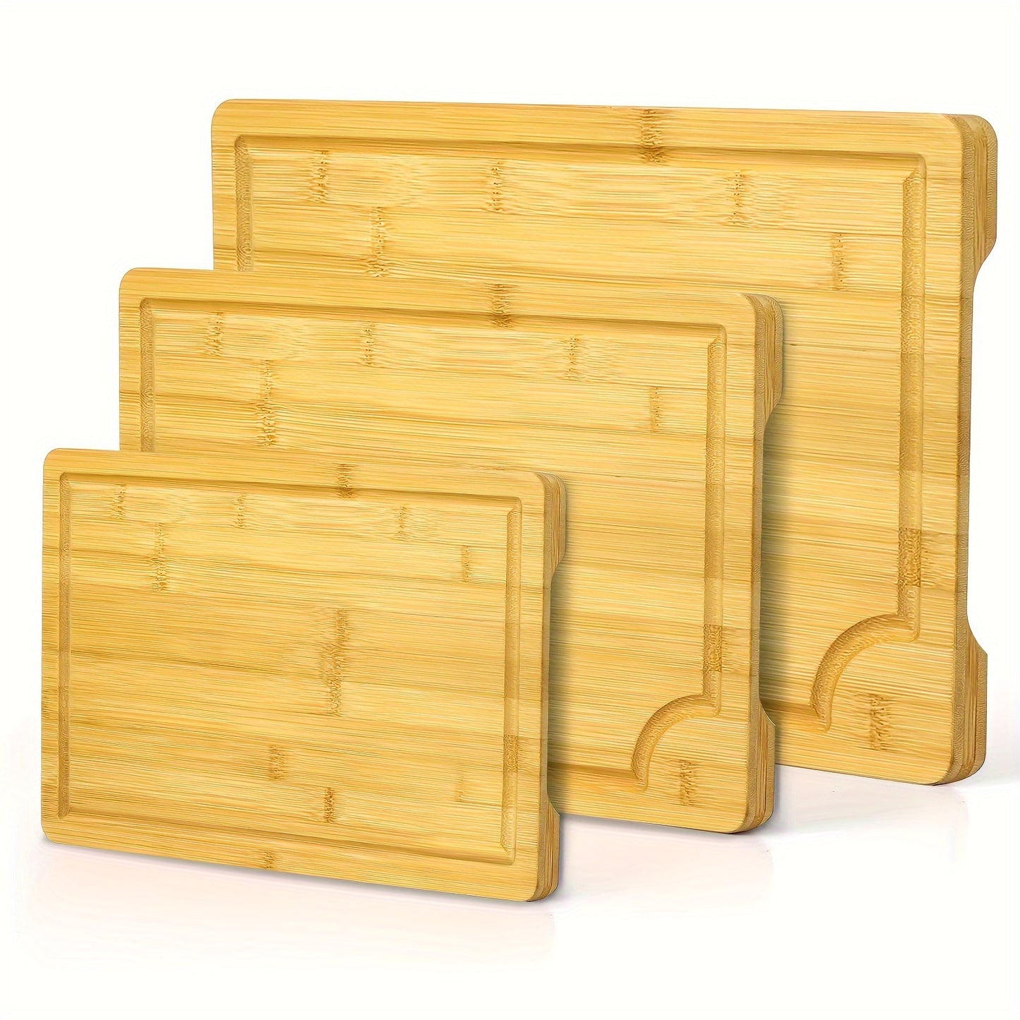 Bamboo Cutting Board Heavy Duty Non Slip Deep Juice Groove Easy Clean