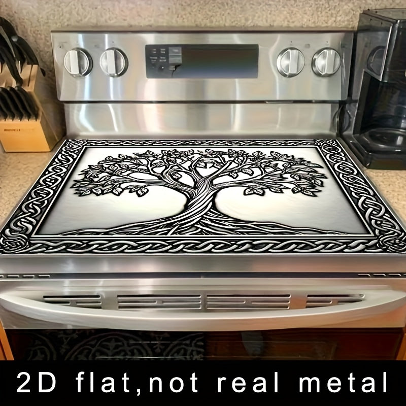 1pc Tree of Life Stove Top Protector, 2D Style Design, Fashionable Heat Resistant Non-Slip Scratch-Proof, 28.3x20.5 inches, Easy to Clean, Perfect for Any Kitchen, Washer, Dryer, Stove Top Protector, Glass Stove Top Protecto