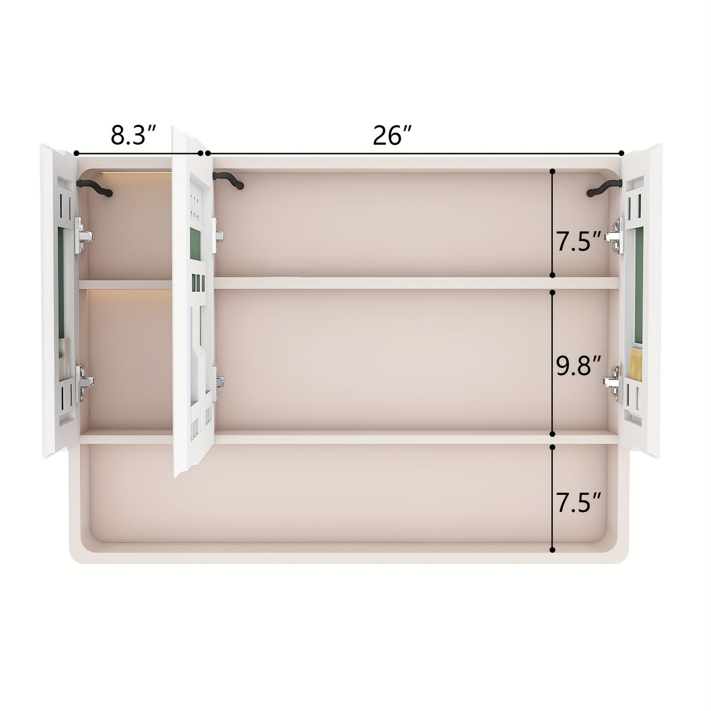 Aluminum Bathroom Mirror Cabinet With LED Lighting And Defogging