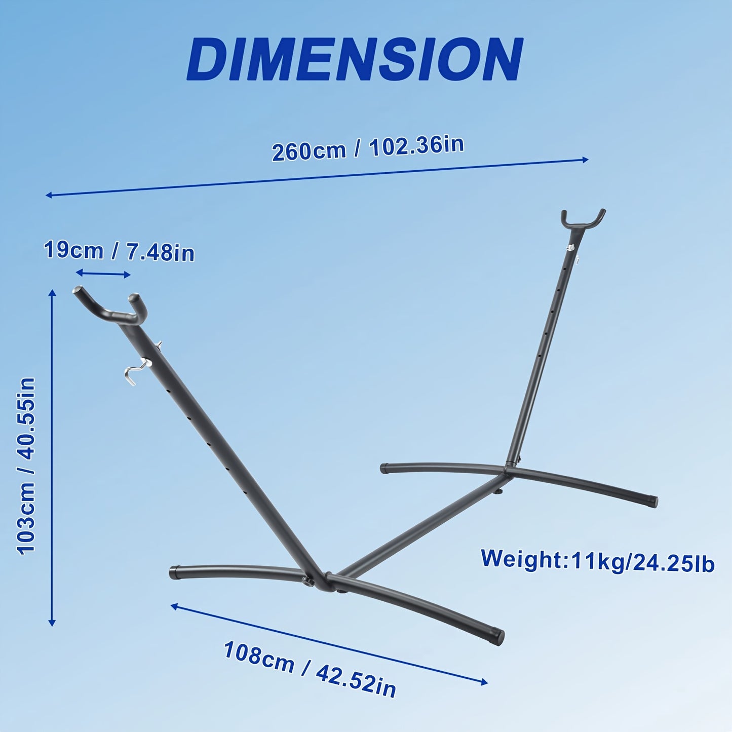 Heavy Duty Adjustable Portable Hammock Stand With 440 Pound Capacity Anti Slip