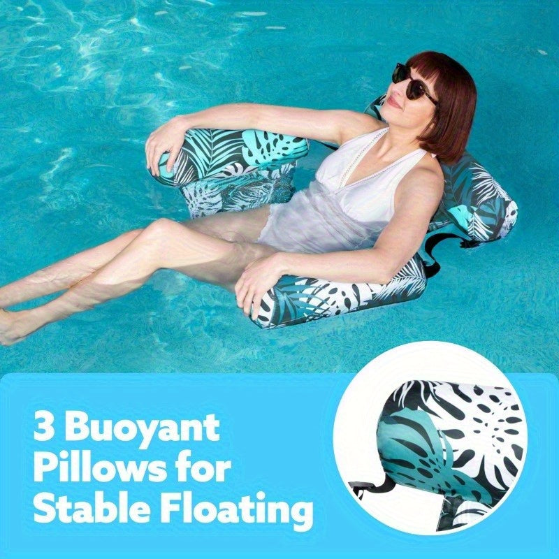 JOYFY 1 Pack/2 Pack Leaf Design Floating Lounger - Inflatable Pool Chair for Adults, Portable Summer Float for Beach, Lake & Pool Parties