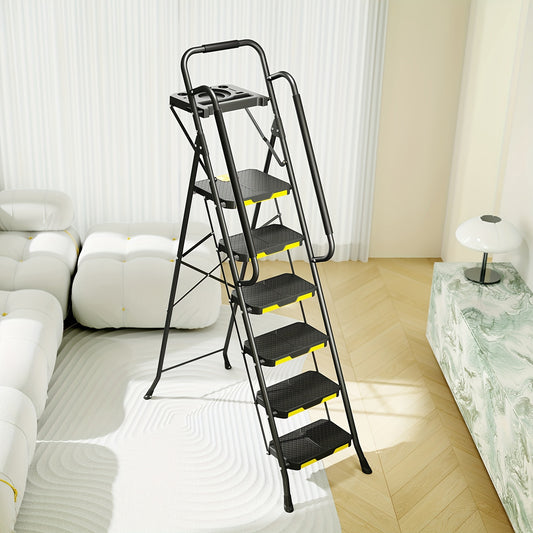 TOOLF 6 Step Ladder Tool Platform And Handrails 800 Lbs