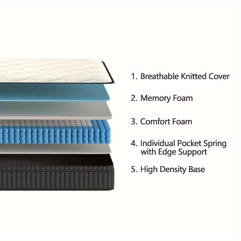 Hybrid Memory Foam Mattress Pocket Springs Edge Support
