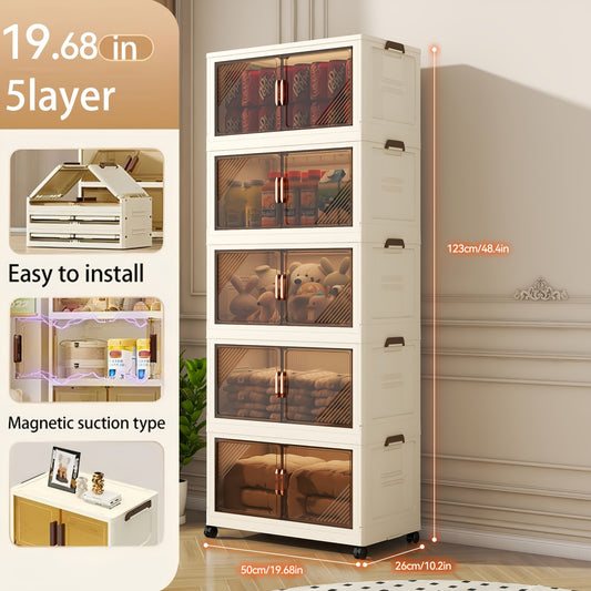 5 Pack Stackable Storage Bins With Rolling Drawers For Closet Organization