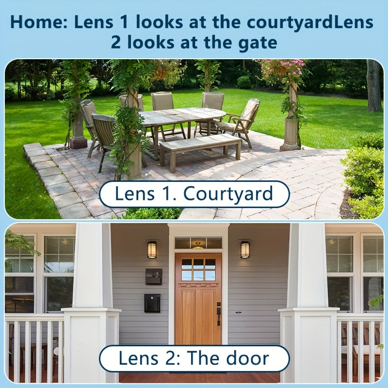 2K Dual Lens PTZ Outdoor Security Camera With 355 Rotation And Dual Band WiFi