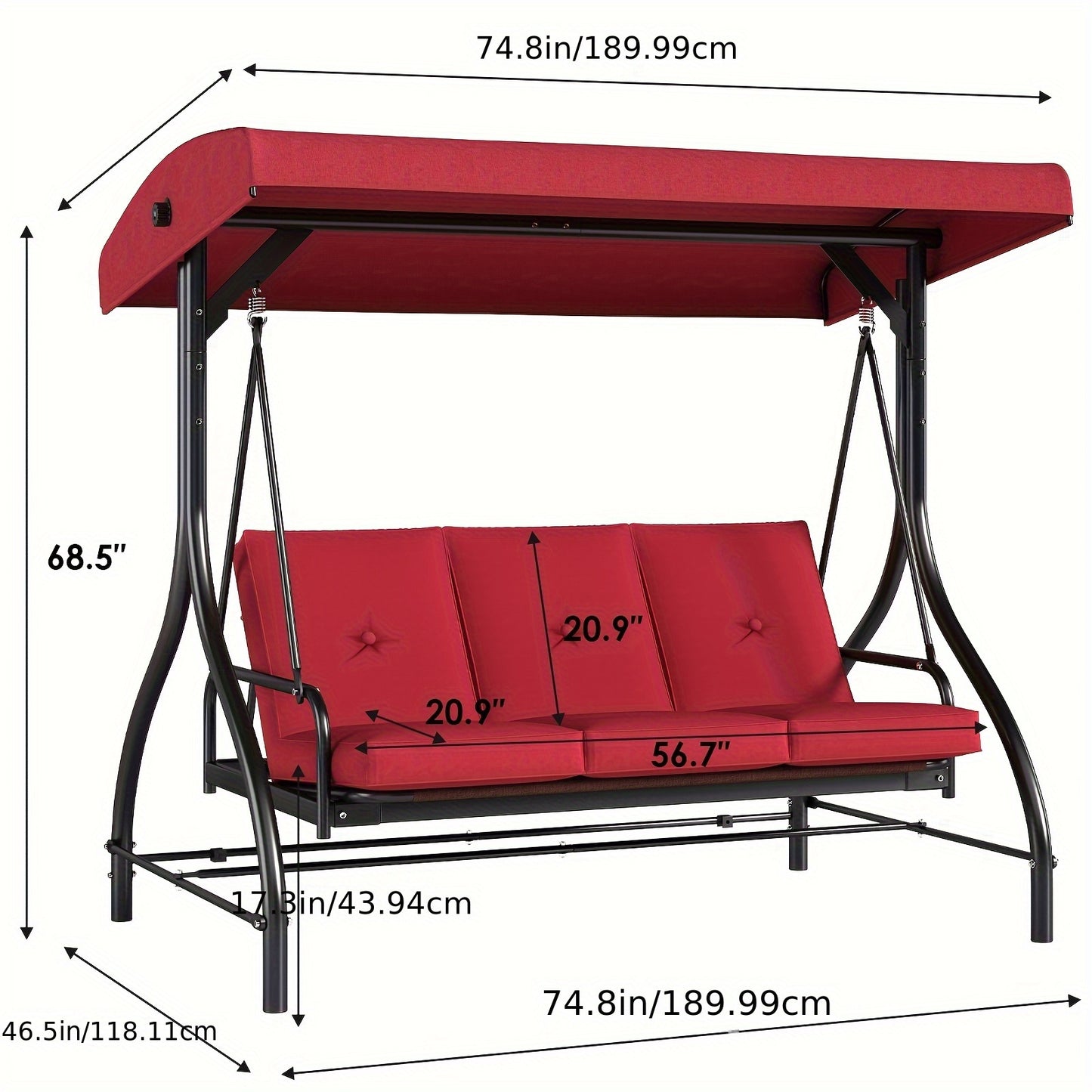 Three Person Outdoor Glider Swing Hammock With Canopy