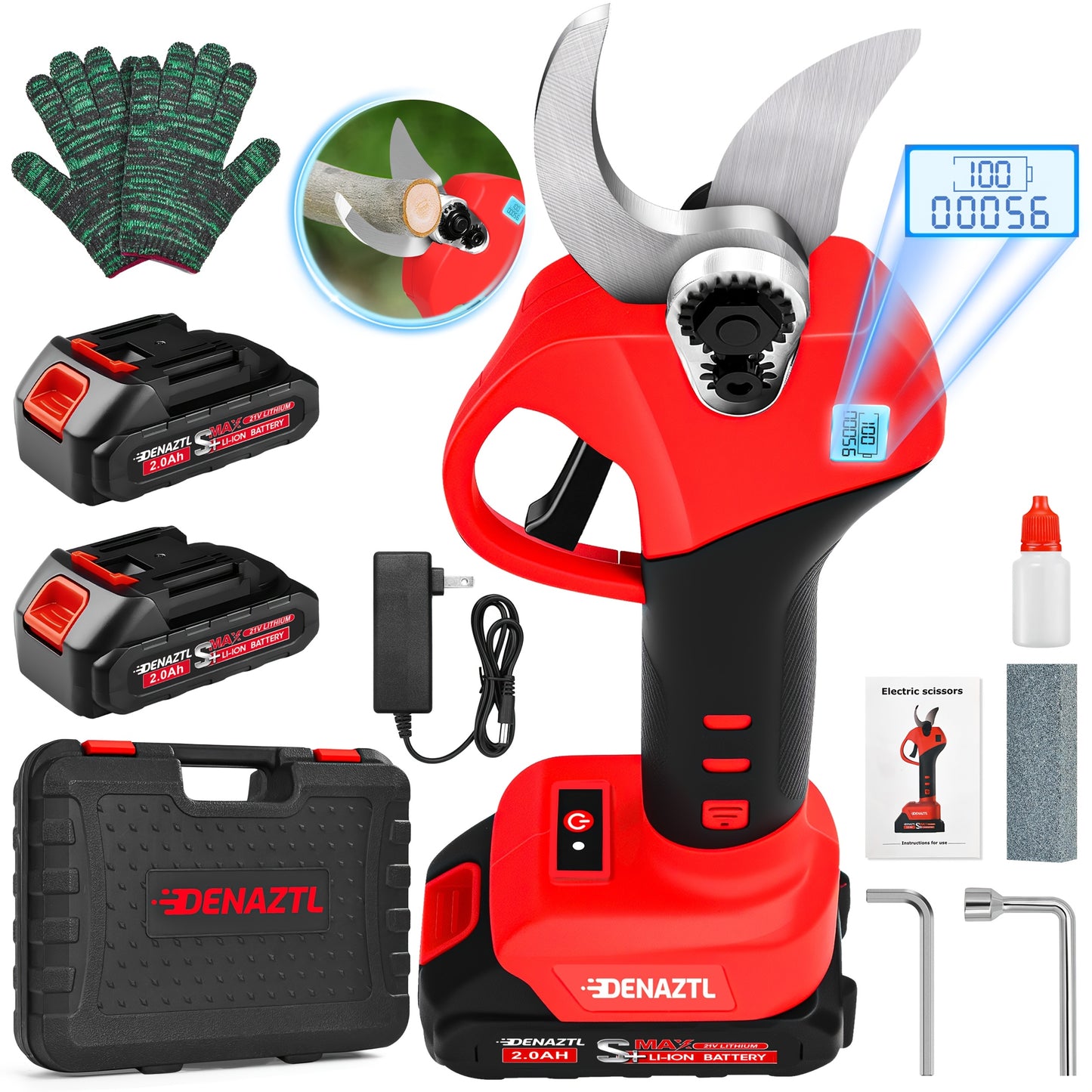 Upgraded Cordless Electric Pruning Shears 1.35 Inch Cutting Diameter with LCD