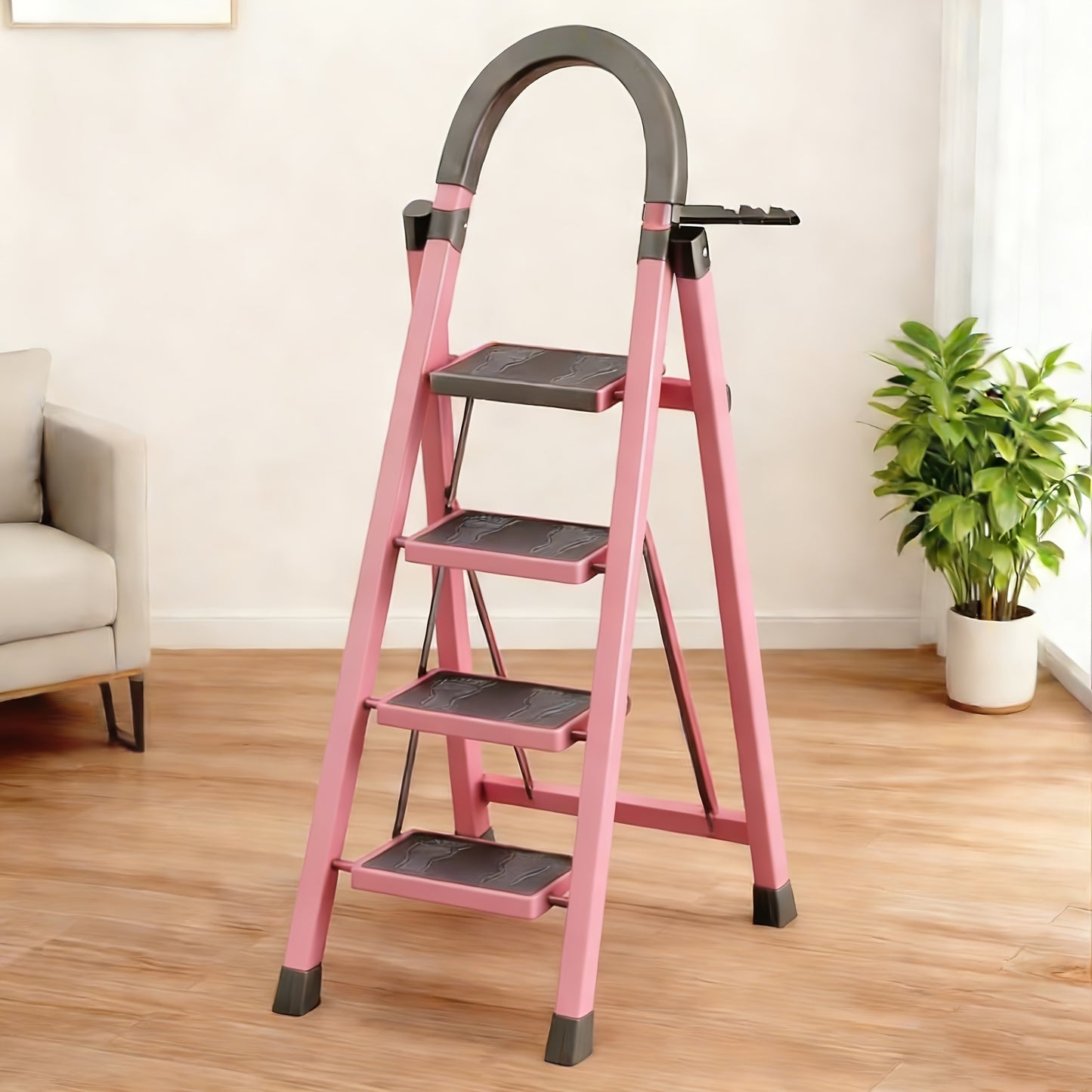 Five Step Portable Folding Ladder With Non Slip Steps Lightweight For Home Use
