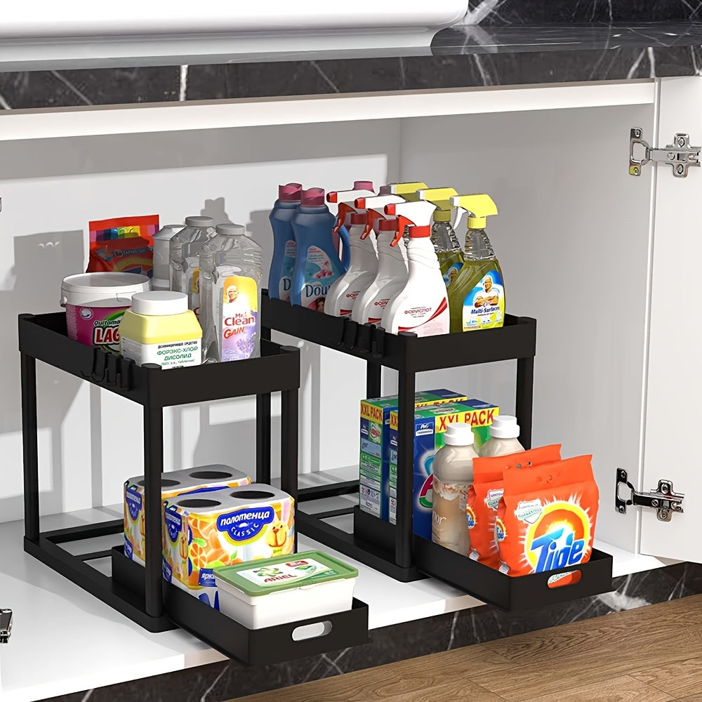 2 Pack Under Sink Organizer - Multi-Purpose Sliding Basket