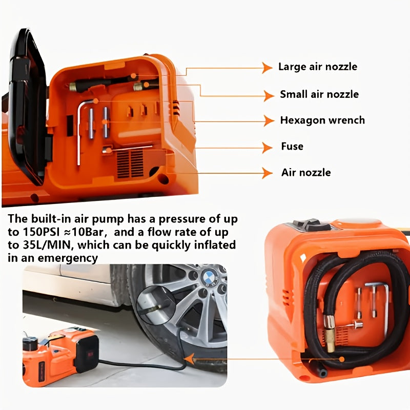 12V 5 Ton Electric Car Jack Set Off Road Kit With Air Compressor And Wrench