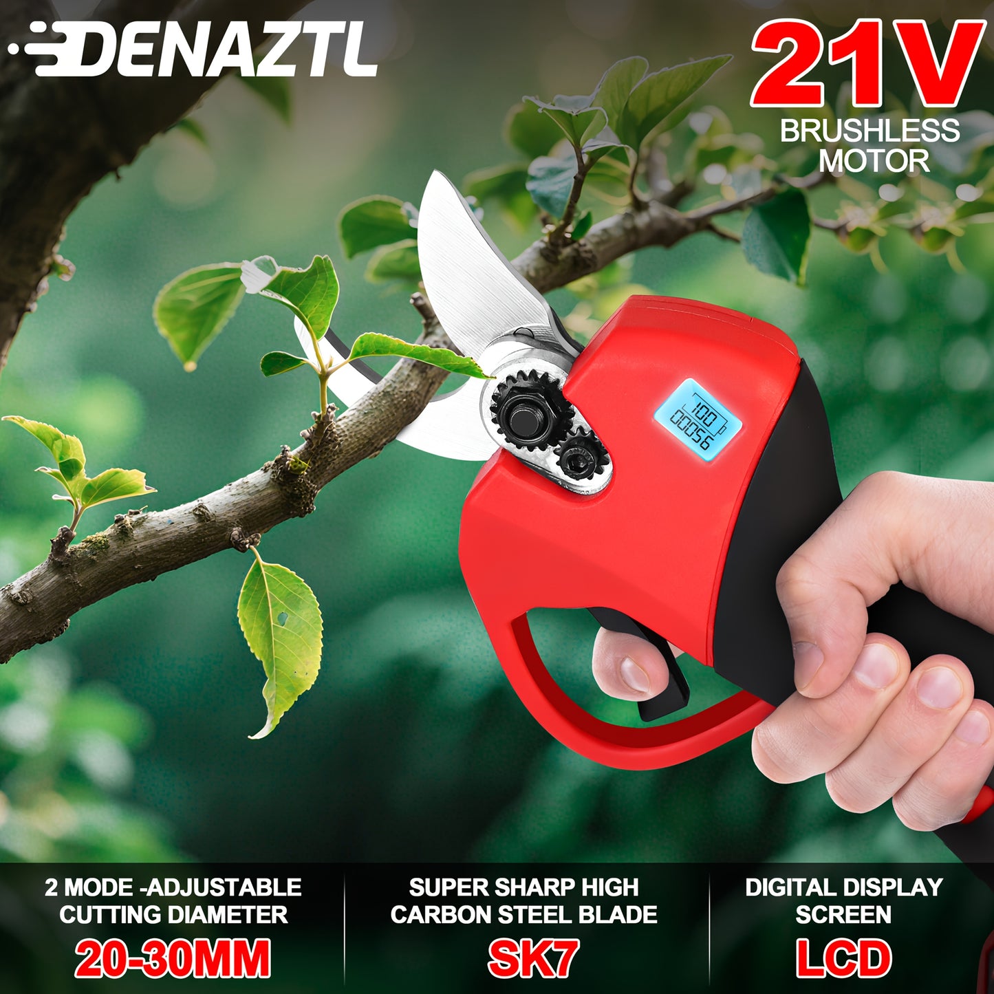 Upgraded Cordless Electric Pruning Shears 1.35 Inch Cutting Diameter with LCD