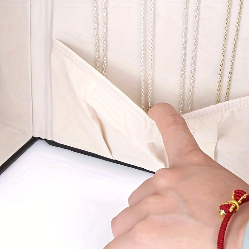 6 Layer Jewelry Storage Box With Mirror Black PU Leather 5 Drawers Necklace