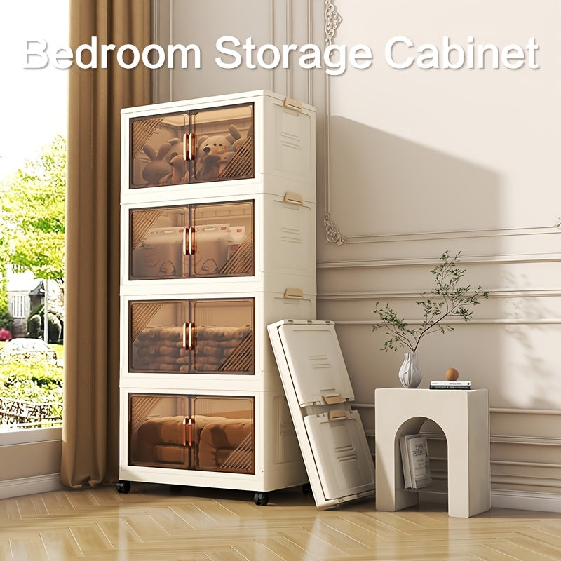 5 Pack Stackable Storage Bins With Rolling Drawers For Closet Organization