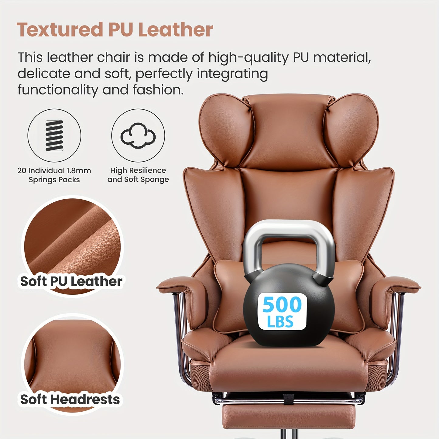 Premium Plus-Size Ergonomic Video Game Chair - Executive High-Back Leather Seat with Enhanced Lumbar Support, Integrated Footrest, and Adjustable Armrests for Ultimate Comfort in Spacious Homes and Offices