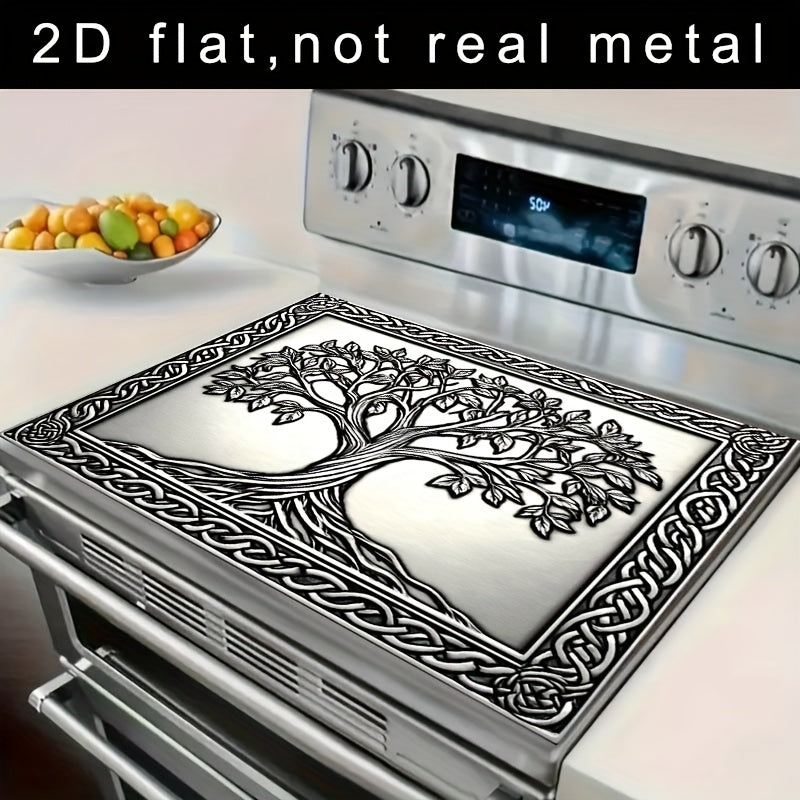 1pc Tree of Life Stove Top Protector, 2D Style Design, Fashionable Heat Resistant Non-Slip Scratch-Proof, 28.3x20.5 inches, Easy to Clean, Perfect for Any Kitchen, Washer, Dryer, Stove Top Protector, Glass Stove Top Protecto