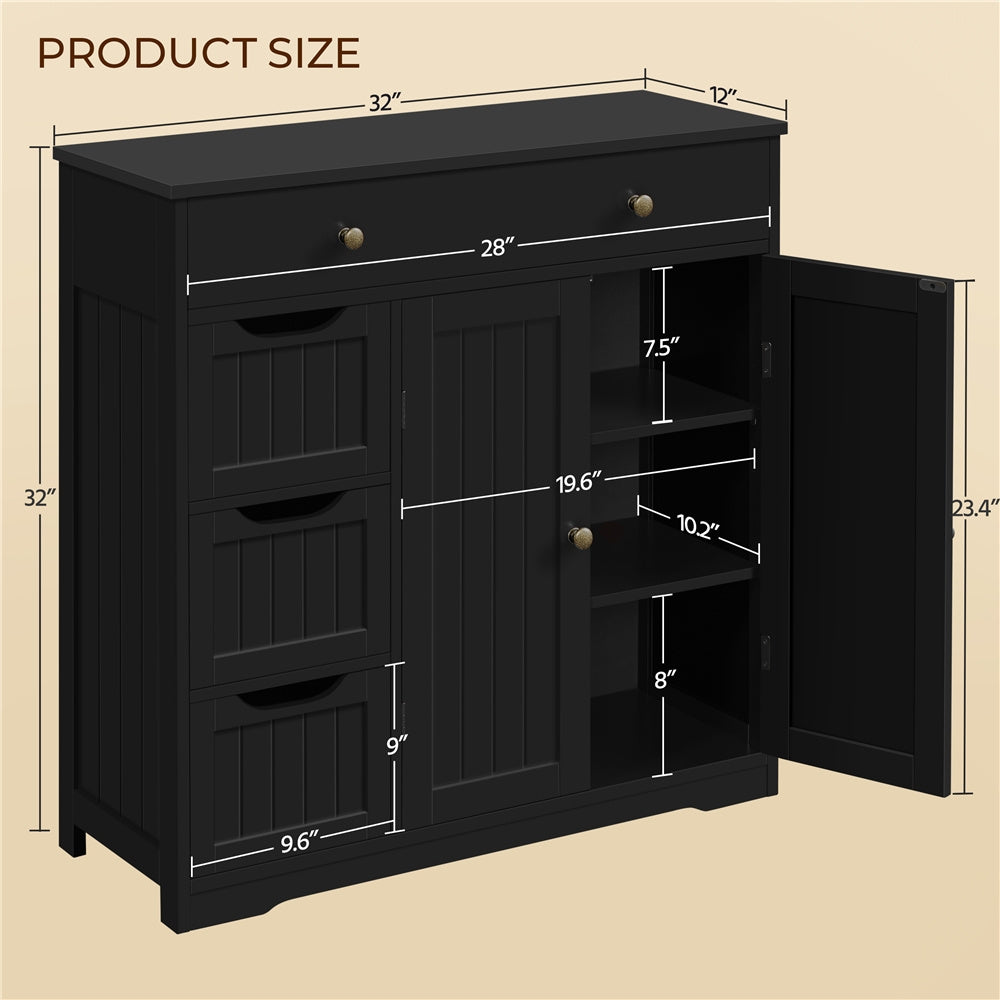 Costoffs Bathroom Storage Cabinet With 4 Drawers And 2 Doors Moisture Resistant