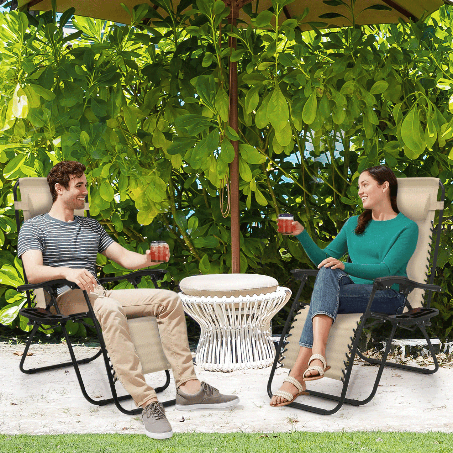MoNiBloom Zero Gravity Chairs Set of 2 Outdoor Folding Patio Lounge Chairs