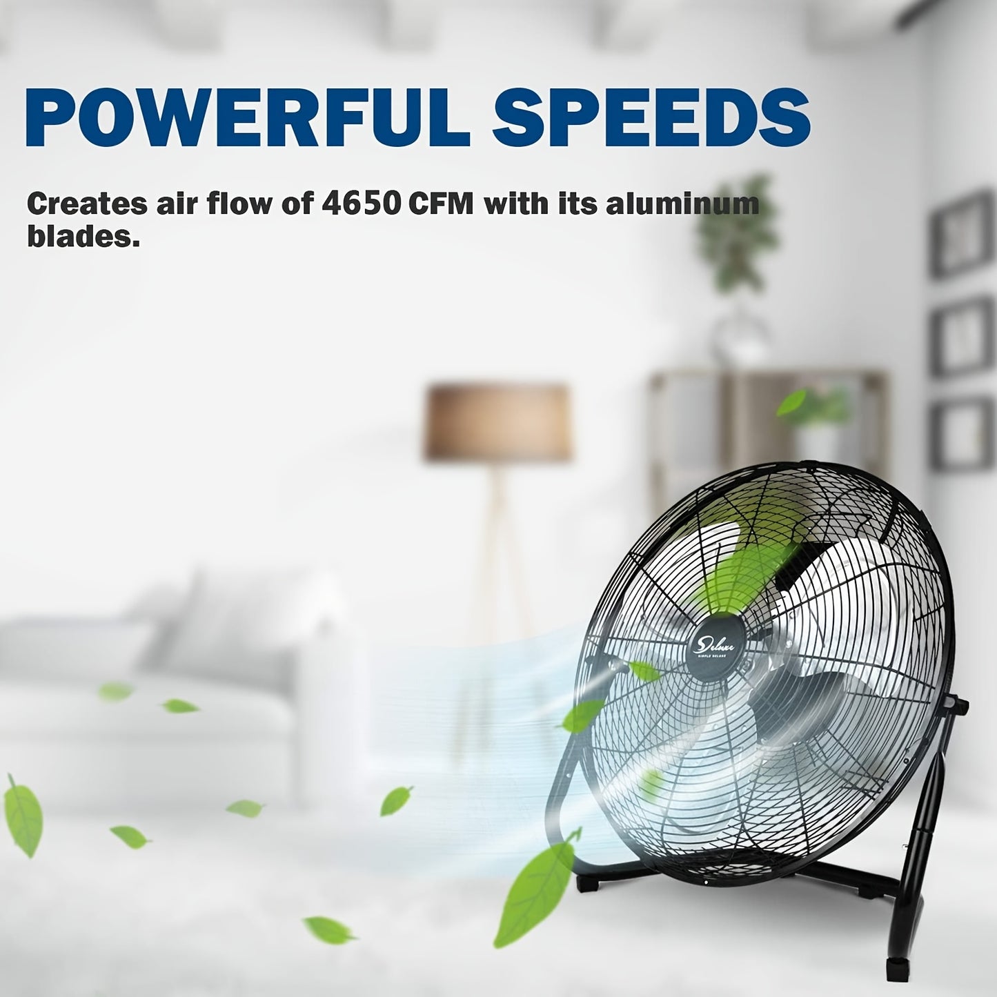 IPower 18 Inch Floor Fan 3 Speed High Velocity Industrial, Heavy Duty Metal Design for Warehouse, Workshop, Factory, And Basement Black, 1 Pack