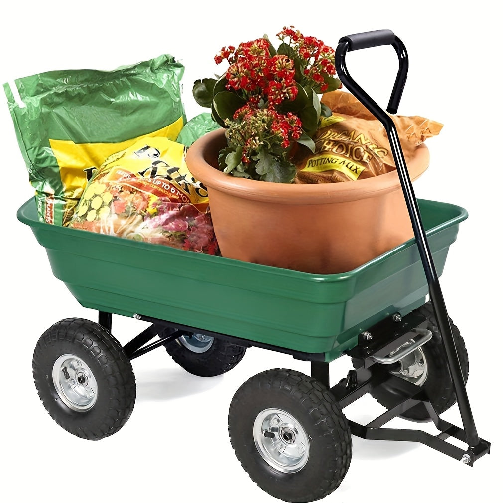 Heavy Duty Garden Cart Steel Frame 220 Lb Quick Release Dump All Terrain Tires