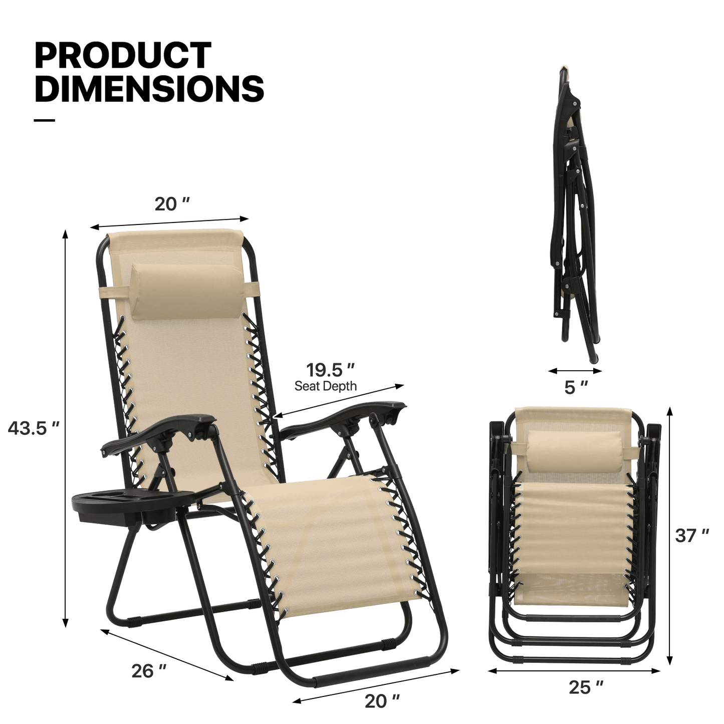 MoNiBloom Zero Gravity Chairs Set of 2 Outdoor Folding Patio Lounge Chairs