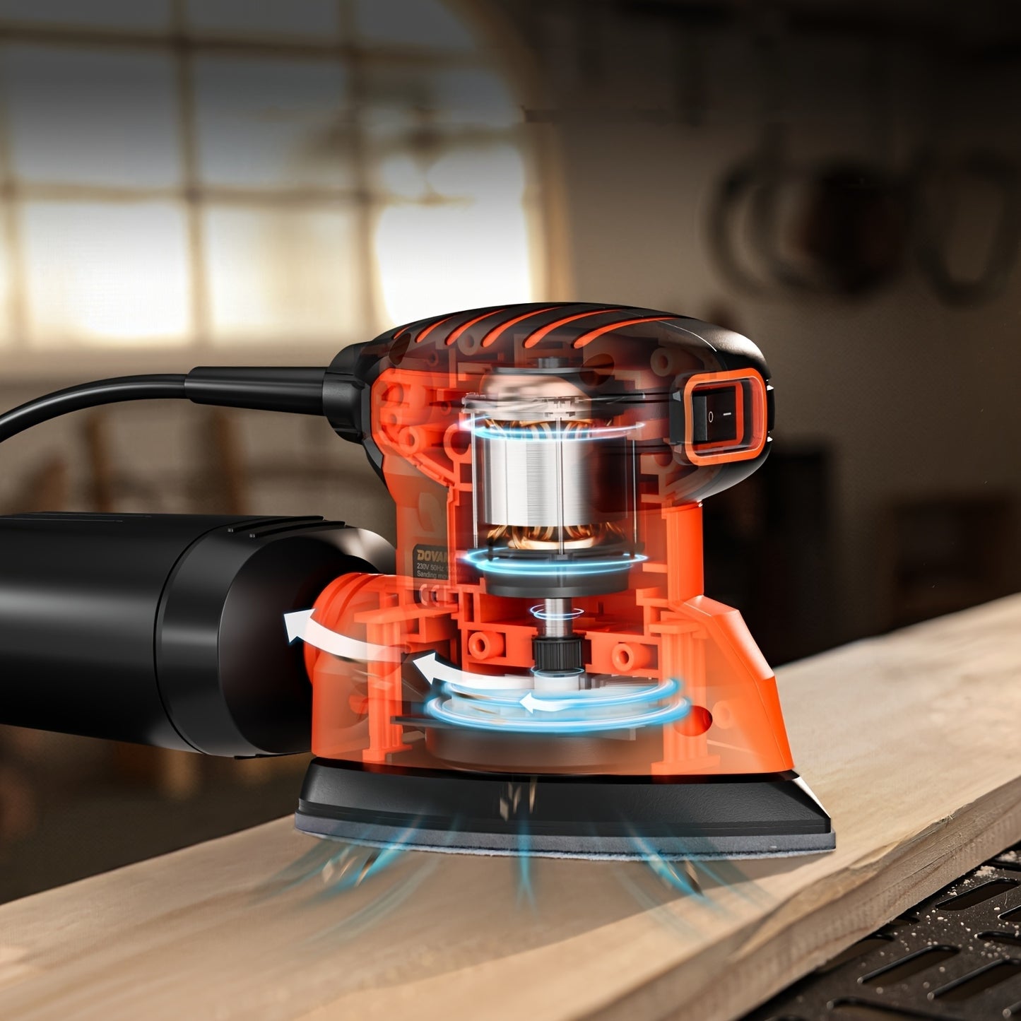[12pcs, 130W DLS03A Sander] 130W 12000RPM DLS03A Hand Sander | Detail Sander Tool with 12pcs Sandpaper, Efficient Dust Collection System | for Wood and Steel Surfaces