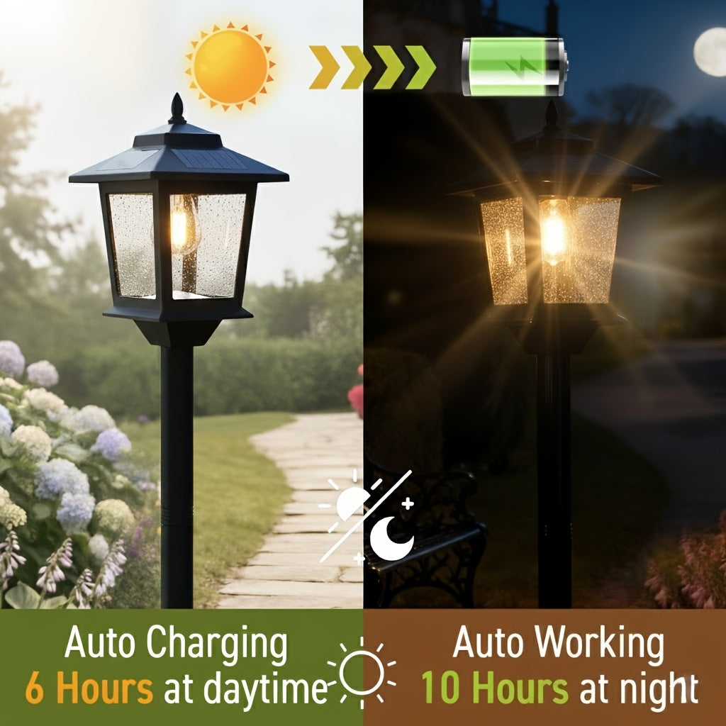2 Pack 63 Inch Solar Lamp Post Lights Outdoor Aluminum Poles Bulbs Included
