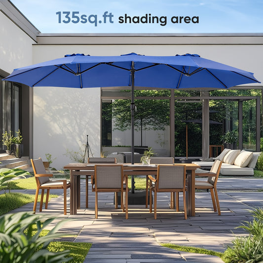 15Ft Outdoor Patio Umbrella With Tilt UV Sun Protection 135 Sq Ft Shade