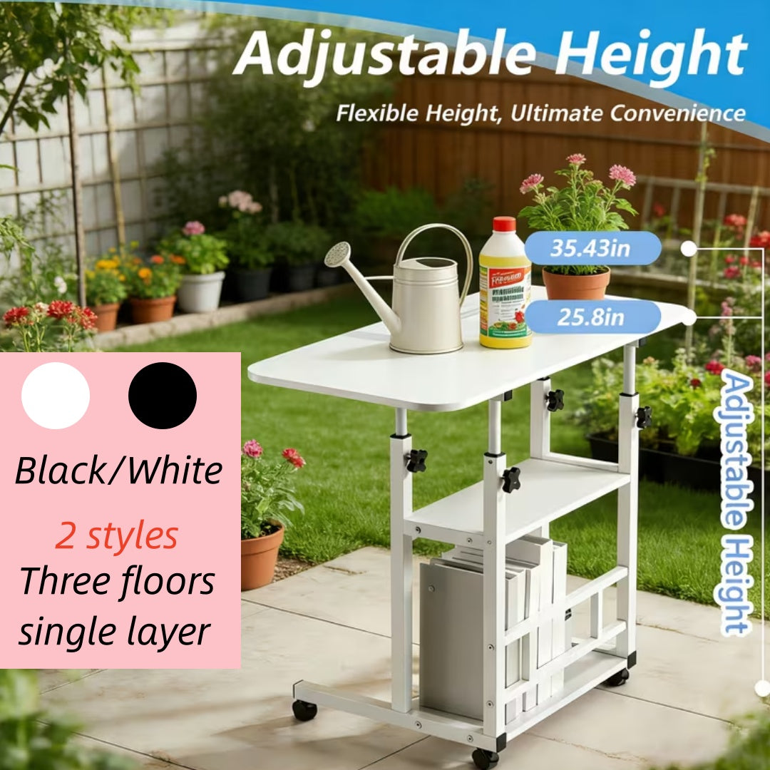 Sturdy Adjustable Height Garden Workbench With Lockable Wheels Metal Frame
