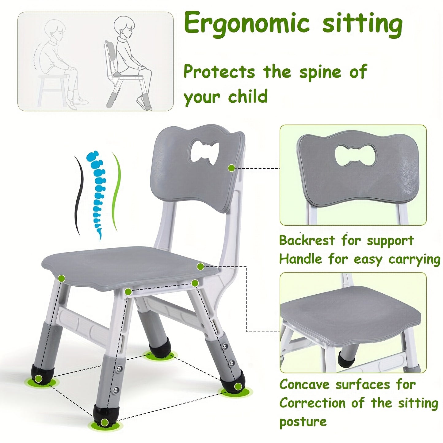 Modern Kids Table And Six Chairs Gray Plastic Easy Assembly
