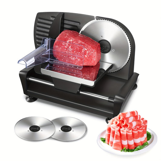 200W Electric Meat Slicer Stainless Steel 7.5 Inch Removable Blade Black