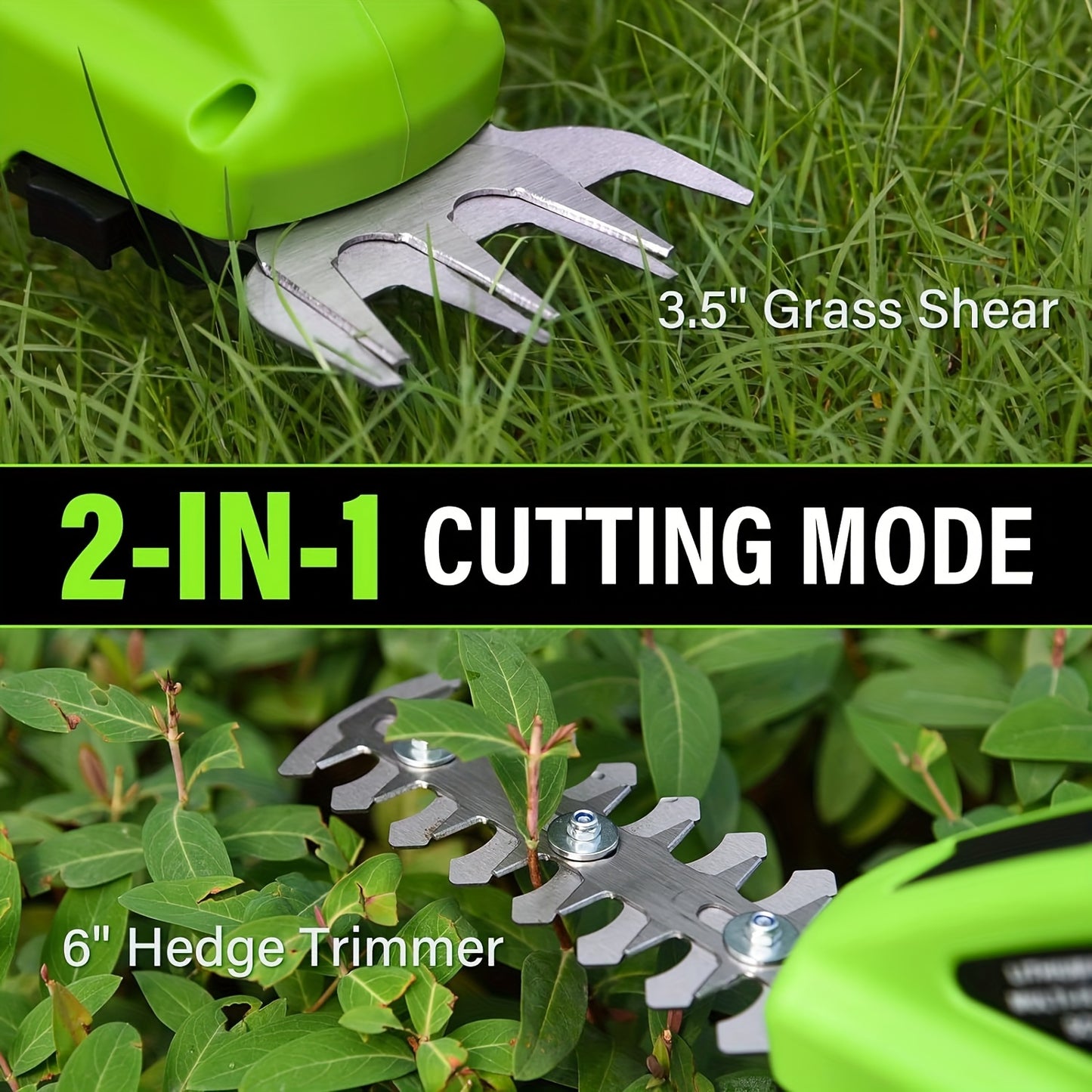 2-In-1 Cordless Hedge Trimmer And Grass Shears 1500mAh Battery Powered