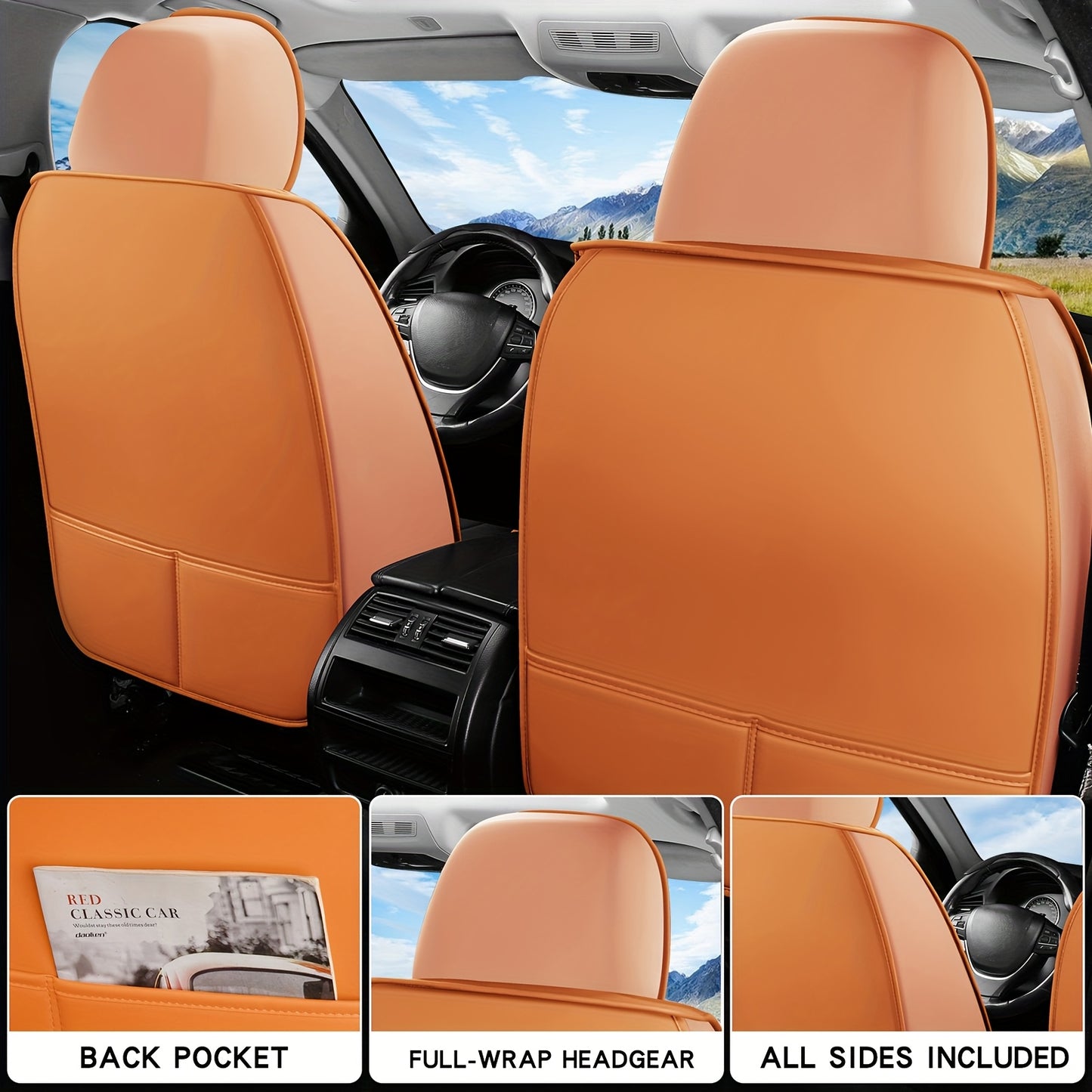 5 Seat Nappa Leather Breathable Perforated Air Hole Universal Car Seat Covers Full Set Full Surrounded Front Back Side Cushion Protector Fit for Most Cars SUV Truck Sedan