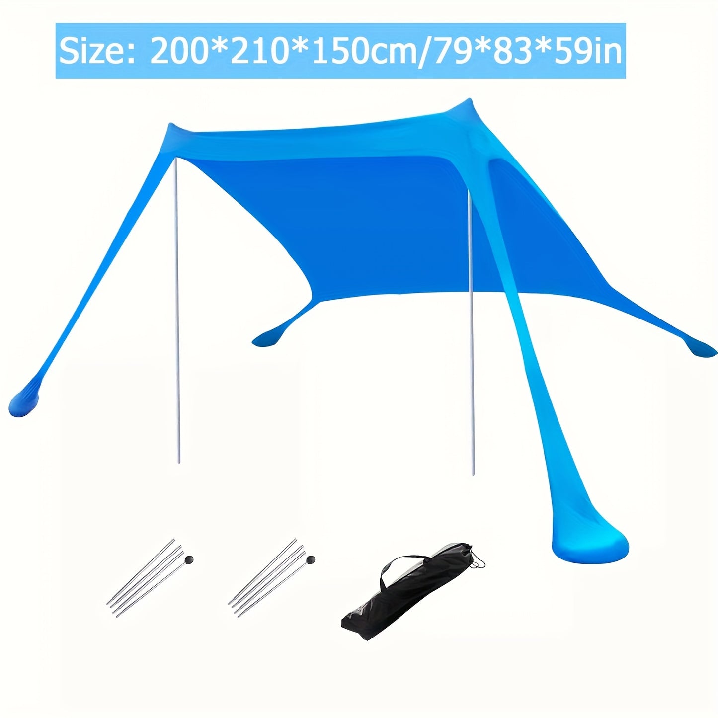 Beach Tent Sun Shelter, Portable Sunshade Canopy with Sandbags for 4-6 Adults, Easy Setup, for Family Outdoor Camping Fishing Backyard Picnics