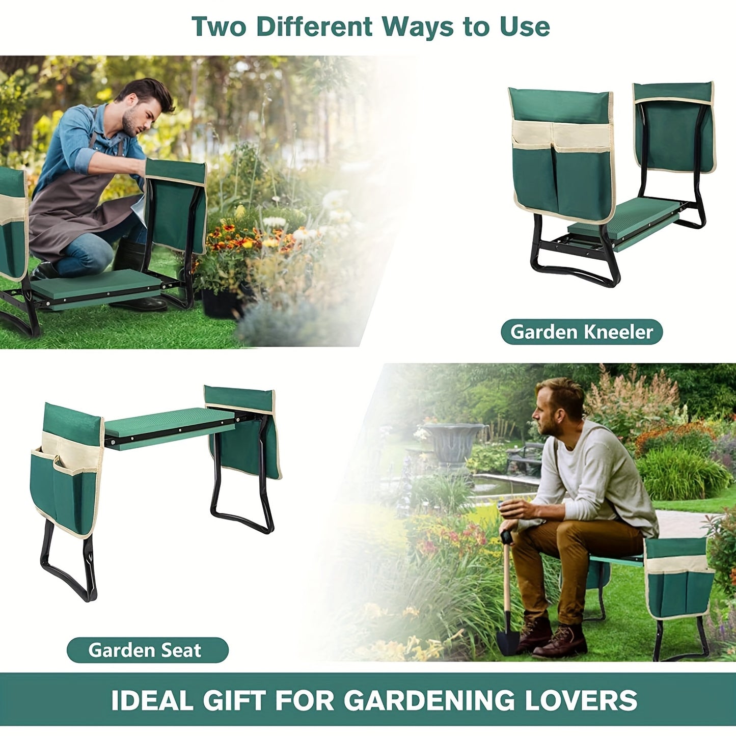 Uten Upgraded Foldable Garden Kneeler And Seat With Thick Soft Kneeling Pad