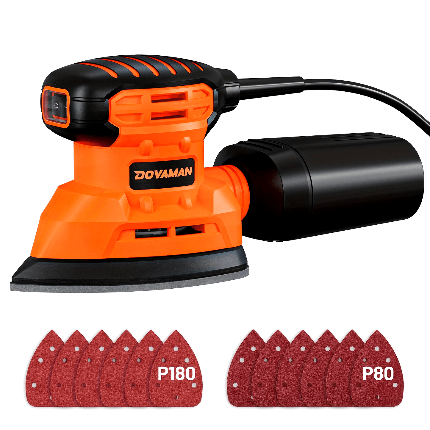 [12pcs, 130W DLS03A Sander] 130W 12000RPM DLS03A Hand Sander | Detail Sander Tool with 12pcs Sandpaper, Efficient Dust Collection System | for Wood and Steel Surfaces