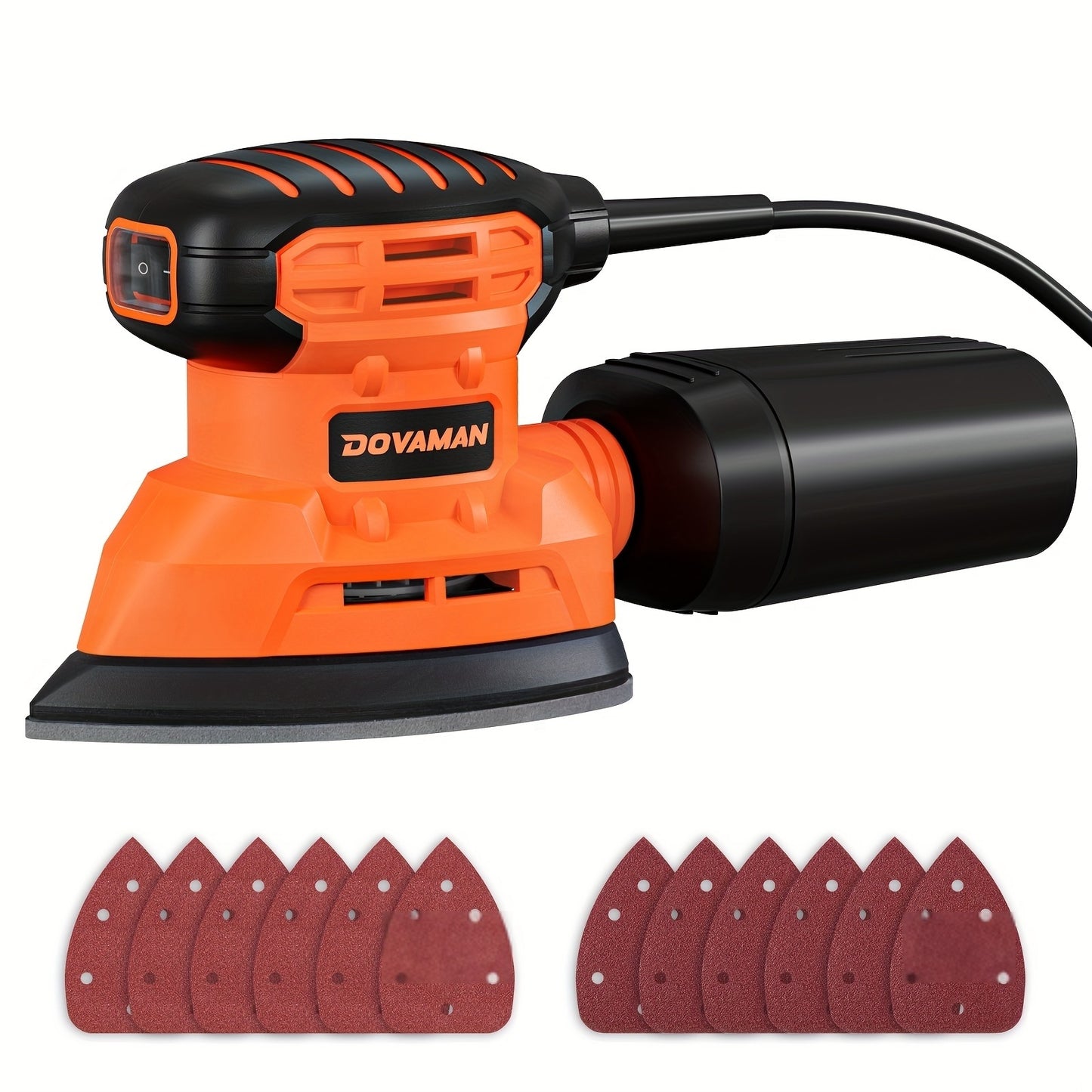 [12pcs, 130W DLS03A Sander] 130W 12000RPM DLS03A Hand Sander | Detail Sander Tool with 12pcs Sandpaper, Efficient Dust Collection System | for Wood and Steel Surfaces
