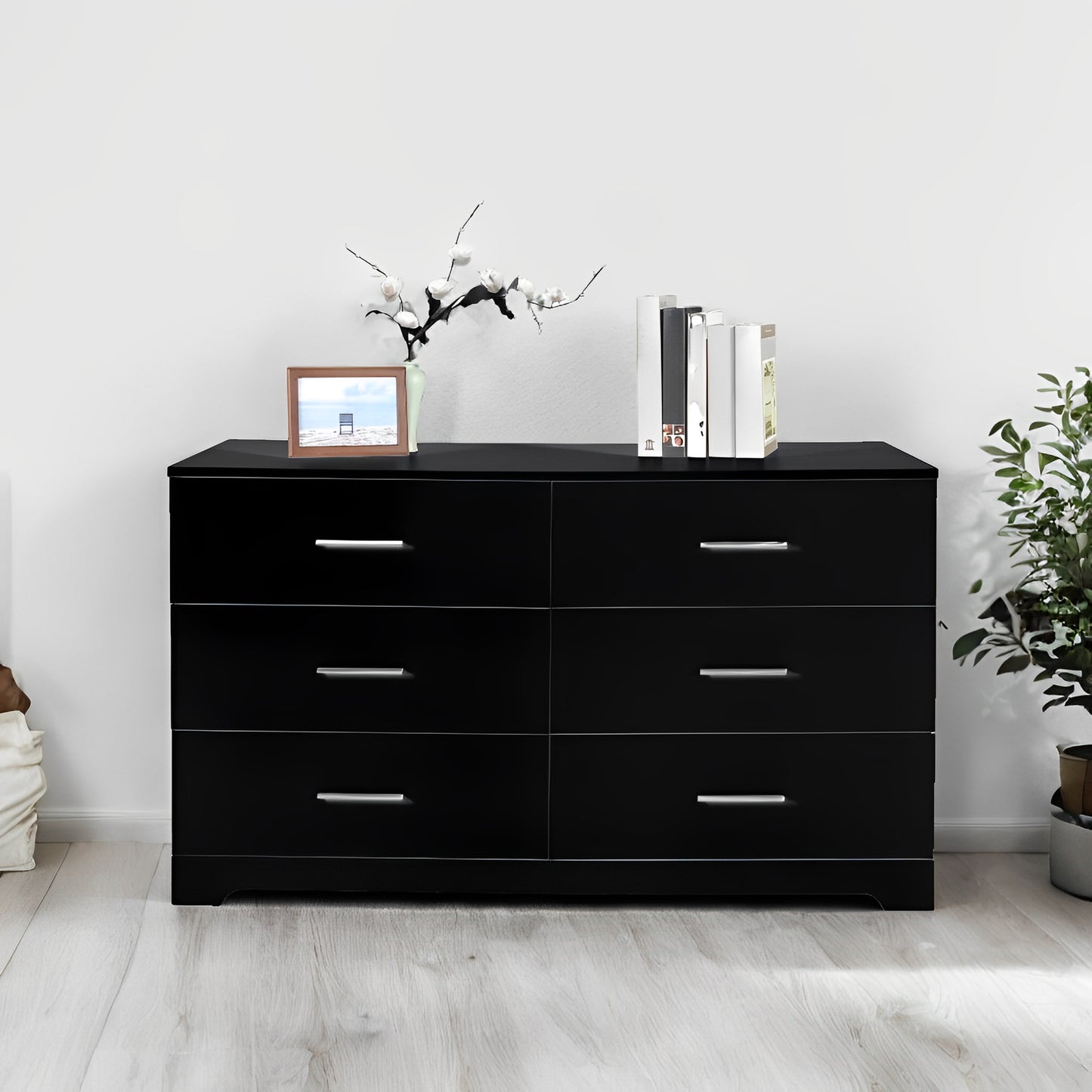 Modern Dresser With 6 Or 8 Deep Drawers For Bedroom Living Room Entryway White