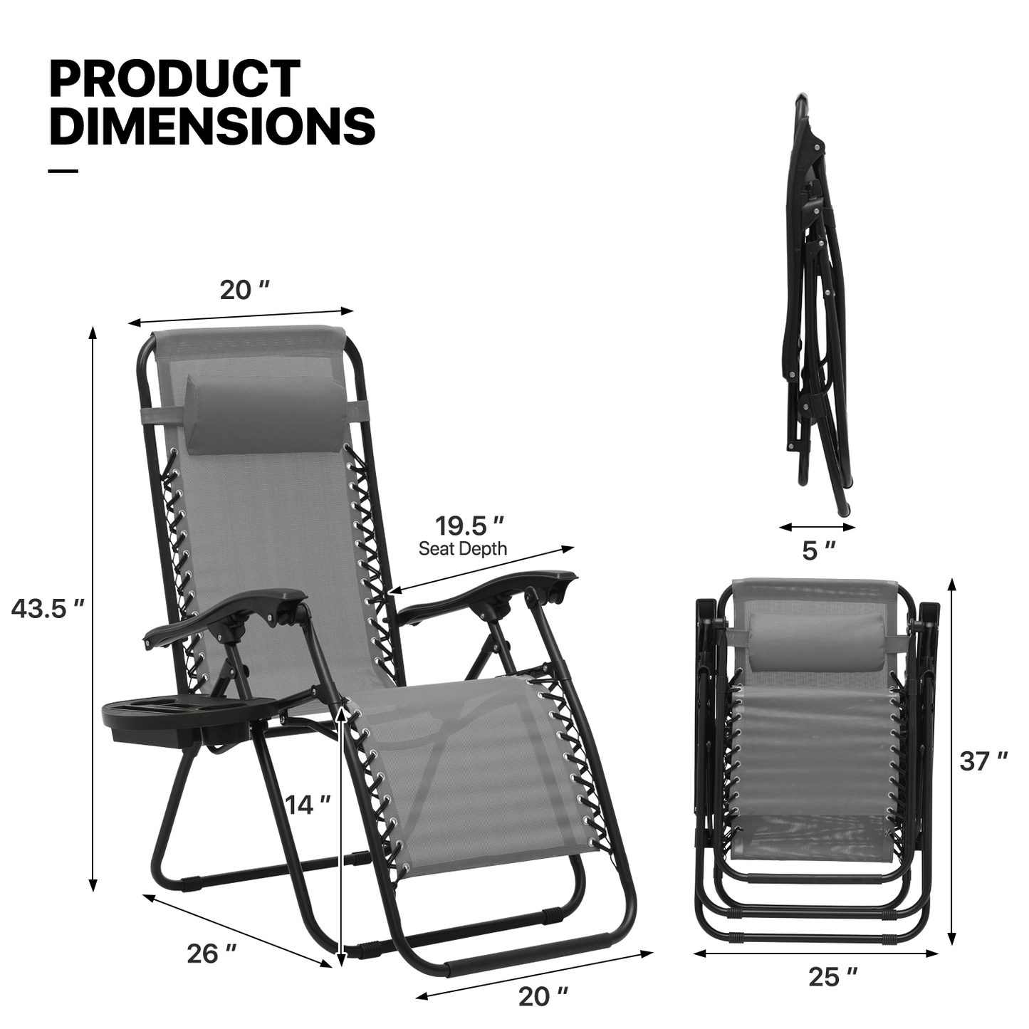 MoNiBloom Zero Gravity Chairs Set of 2 Outdoor Folding Patio Lounge Chairs