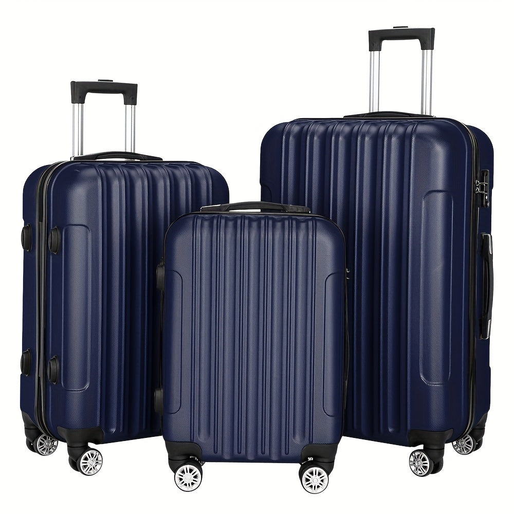 ABS Luggage 3 Hardshell Set With 20 24 28 Inch Aluminum Handle Spinner TSA Lock