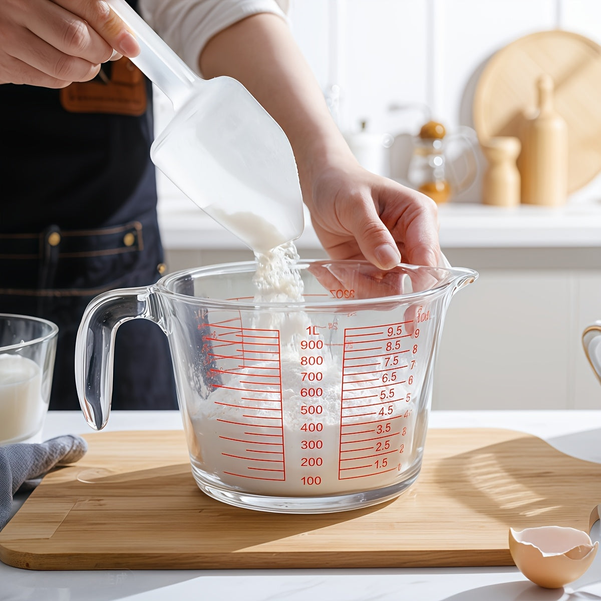 Heat Resistant Glass Measuring Cups Set With Handles Graduations Oven Safe