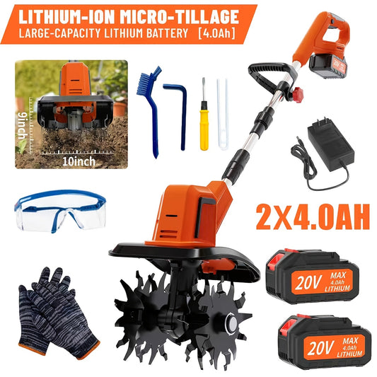 Cordless 20V Garden Tiller Rotary 9 Inch 360 RPM Portable