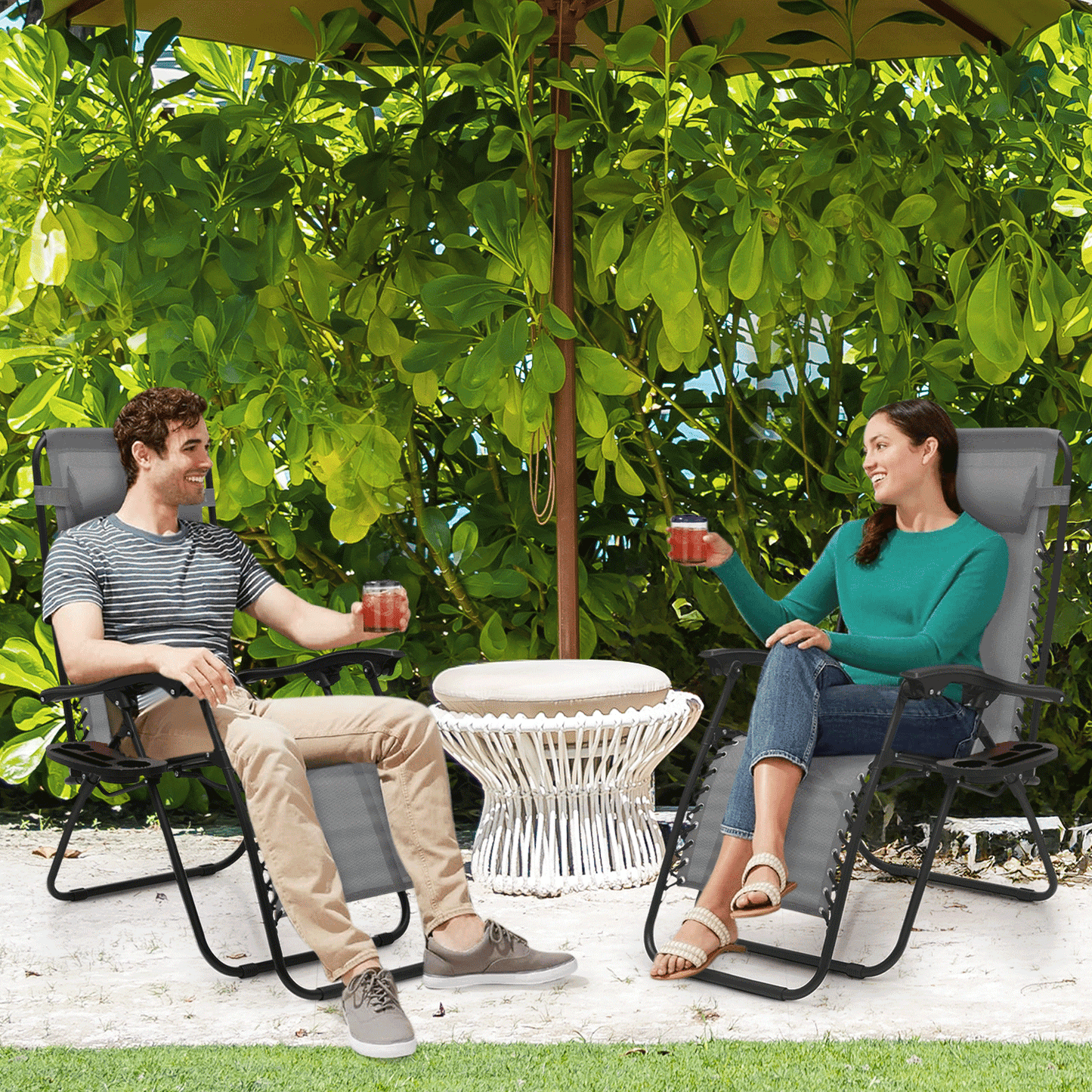 MoNiBloom Zero Gravity Chairs Set of 2 Outdoor Folding Patio Lounge Chairs