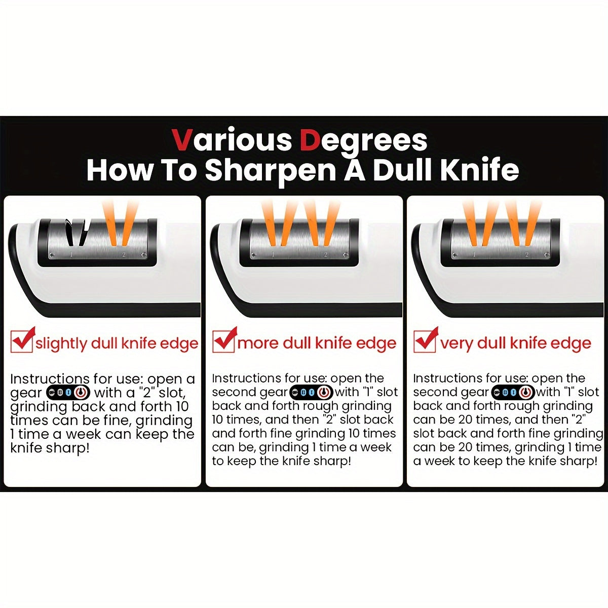 Professional USB Rechargeable Electric Knife Sharpener, 2-Stages Knife Sharpeners 20-Degree Straight Edge, for Kitchen Knives Sharpening and Polishing, Fit for chef knives, slicing knives, santoku knives, paring knives pocket