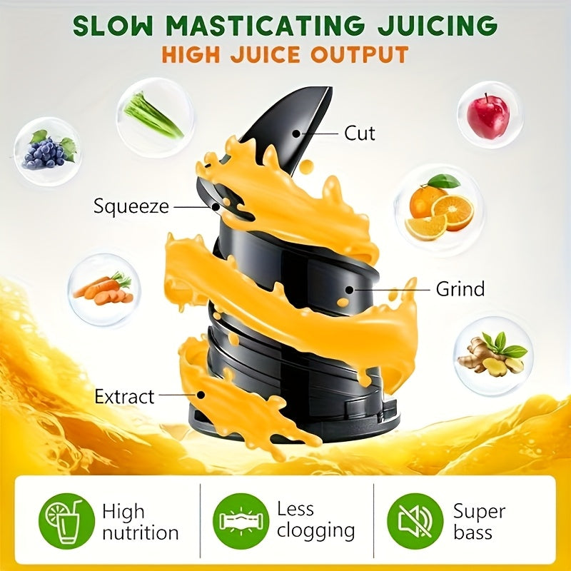 [350w Cold Press Juicer] 350w Cold Press Juicer Masticating Juicer | 4.7 Wide Feed Chute, High Juice Yield, Easy To Clean | Ideal For Whole Fruits And Vegetables, A Must-Have For Your Kitchen, Perfect Gift Idea