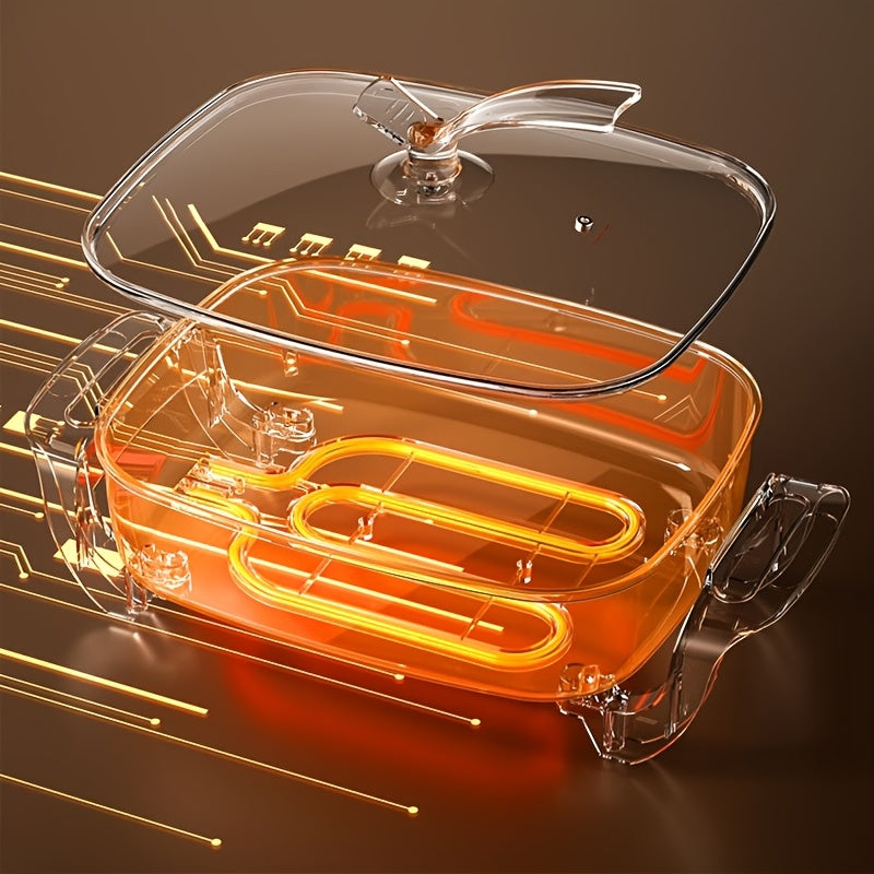 Nonstick Ceramic Electric Pot Aluminum Body With Glass Lid 1500W 110V Plug